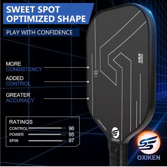 Oxiken 10mm Pickleball Paddle USAPA Approved Carbon Fiber 5.5” Handle - Picture 5 of 12